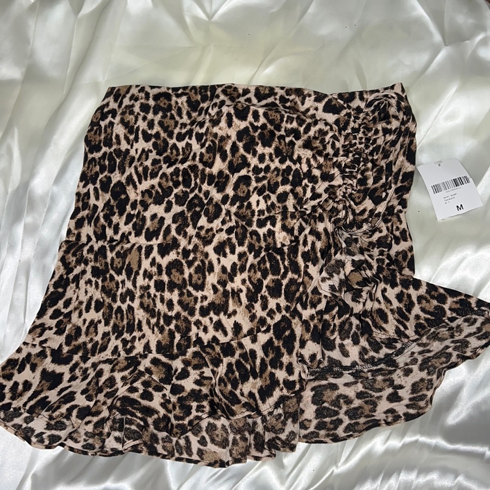 Ruched printed mini skirt